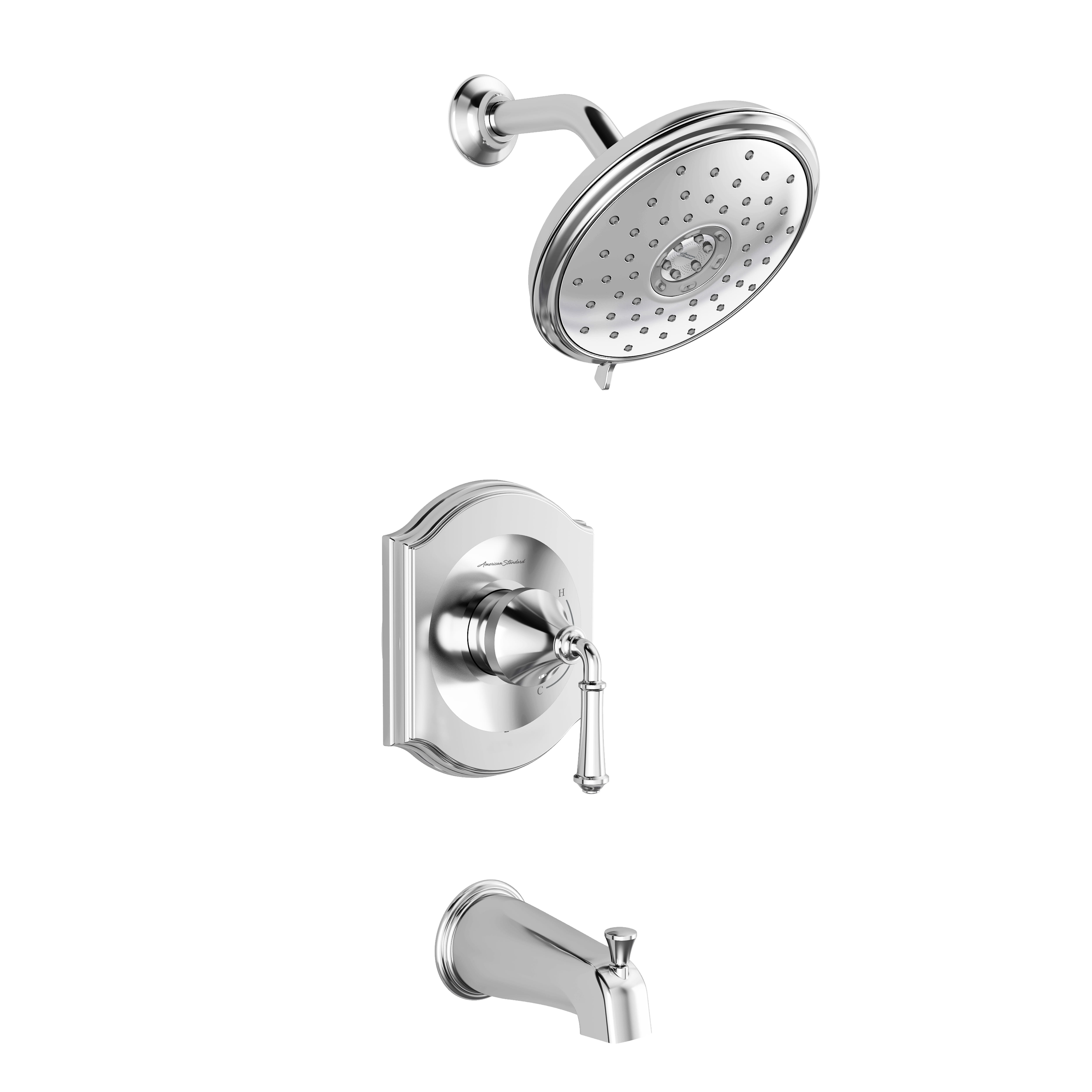 Portsmouth 1.8 GPM Tub and Shower Trim Kit with Water-Saving Showerhead and Double Ceramic Pressure Balance Cartridge with Lever Handle